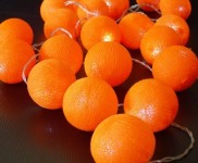 Orange Cotton Ball - Battery Powered - Wedding Table Decoration Fairy Light